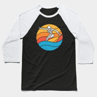 Summer Skeleton Surfing Baseball T-Shirt